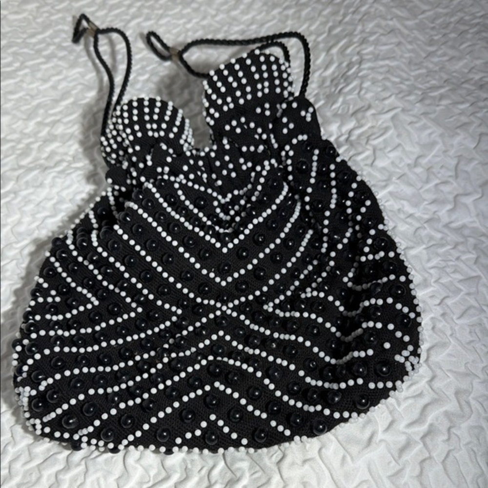 Vintage Reversible Beaded Black and White Emson Bag… Made in Hong Kong